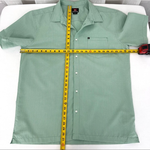 QUIKSILVER button down shirt Casual short sleeve shirt Men’s green white XL - Picture 5 of 10